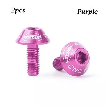 2pcs Mountain Bike Aluminum Alloy Bicycle Water Bottle Cage Holder Screw Bolts Stainless Steel Screw фиолетовый