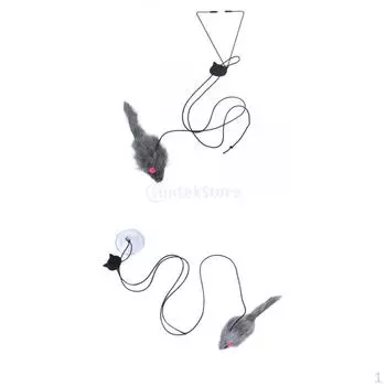 2Pcs Multifunction Toy Plush Mice Interactive Cat Teaser Retractable for Kitten