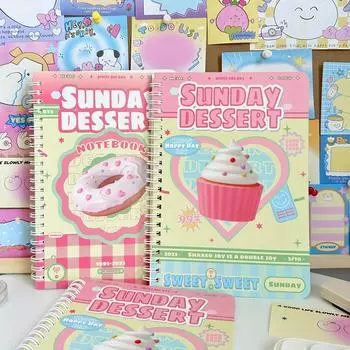 2PCS n ретро спиральная книга, блокнот в стиле INS, учебник для школьников, тетрадь для занятий, книга Girl Heart Horizontal line A5 2pcs