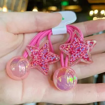 2PCS New Bright Pentagram Girls Lovely Elastic Hair Bands Kids Princess Hair Accessories Children Hair Ties Baby Headwear