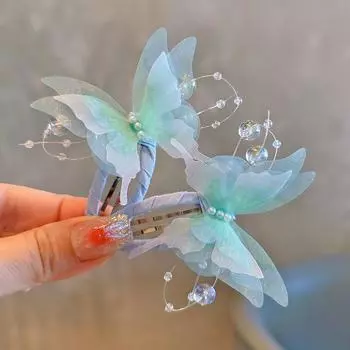 2PCS New Cute Fashion Gradient Butterfly Hair Clips Girls Hairpins Hair Accessories Barrettes Kid Headdress