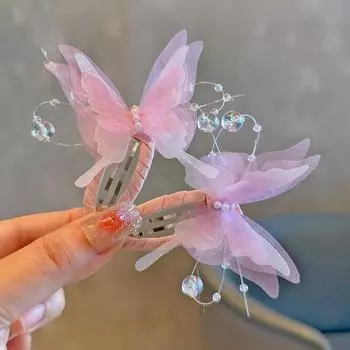 2 шт. новые милые модные градиентные заколки для волос в виде бабочек для девочек, заколки для волос, аксессуары для волос, заколки, детский головной убор розовый