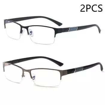 2PCS New Fashion Half-frame Reading Glasses Anti-blue Light Hd Reading Glasses Middle-aged And Elderly Reading Glasses 7002 +100
