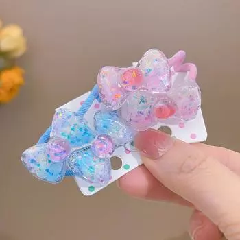 2 шт. новые милые мультяшные галстуки-бабочки для девочек, детские эластичные резинки для волос, аксессуары для волос принцессы, детские головные уборы розовый