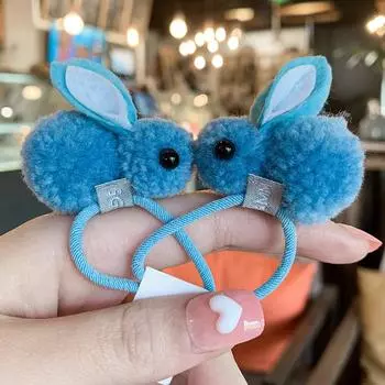 2PCS New Plush Rabbit Lovely Princess Headwear Kids Elastic Hair Bands Children Ropes Girls Accessories Baby Headdress