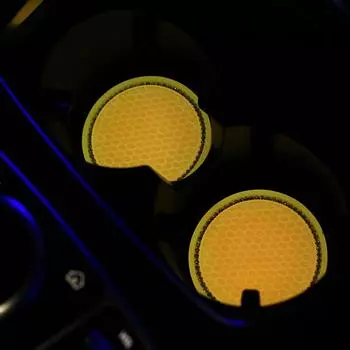 2pcs Non-slip Car Water Cup Pad Luminous Car Coaster Pad Mat Cup Bottle Holder Rhinestone Rubber Pad Mat Car Styling Accessories