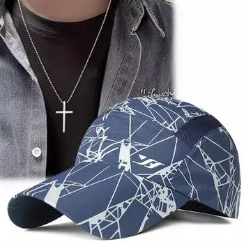 2Pcs Outdoor Sports Baseball Cap Female Breathable Duck Tongue Cap Cross Pendant Necklace Suit Fashion Leisure Couple Sunscreen Sunscreen чёрный