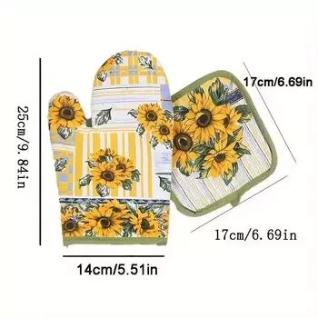 2Pcs Oven Mitts Kitchen Baking Cooking Accessories Anti-scalding Gloves Microwave Oven Gloves Insulation Pot Holder