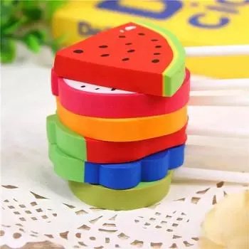 2pcs/pack Cute Fresh Fruit Design Eraser Kawaii Watermelon Orange Eraser Student Gift Prize Office School Supplies Random