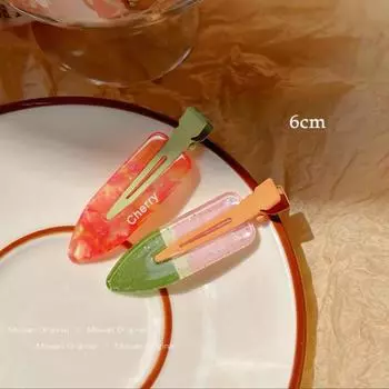 2Pcs/Pair Acrylic Sakura Pink Seamless Hair Clip Women No Bend Bangs Clip Duckbill Clip Hairpins Hair Accessories Women Girls