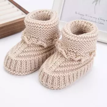2Pcs/Pair Baby Knit Socks 0-12M Solid Cochet Walking Socks Newborn Pography Prop Infant Birthday Gift Handmade Boutique Sock 0-12M