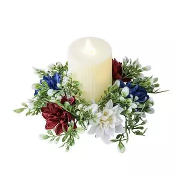 2 шт патриотический искусственный венок свеча кольцо День независимости столб подсвечник красный белый синий цветочная гирлянда 4 июля