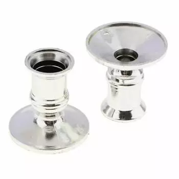 2Pcs Plastic Candle Base For Standard Candlestick Taper Candle Dinner Home Decoration Candle Holders серебряный