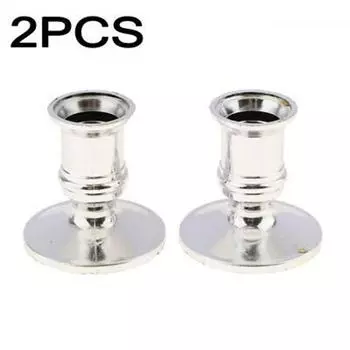 2Pcs Plastic Candle Base For Standard Candlestick Taper Candle Dinner Home Decoration Candle Holders серебряный
