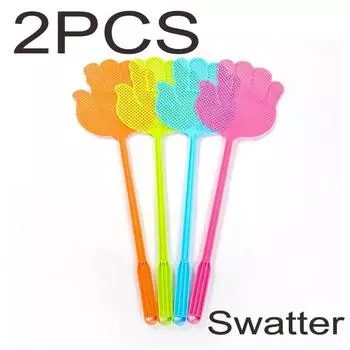 2Pcs Plastic Pest Control Large Hand Insect Fly Wasp Bug Killer Swatter(Random)
