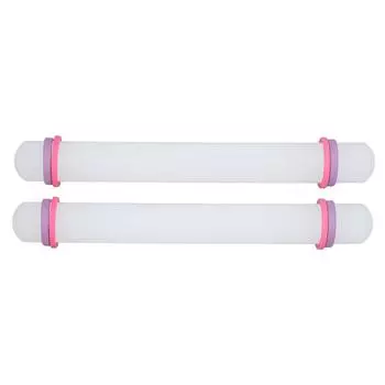 2Pcs Plastic Rolling Pin Safe Durable Sturdy Plastic Nonstick Surface Wide Application Small
