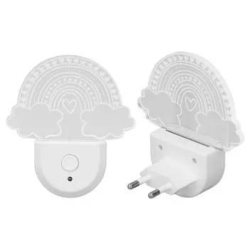 2Pcs Plug Into Wall Night Light Acrylic RGB Energy Efficient Light Sensing Xmas Night Lamp for