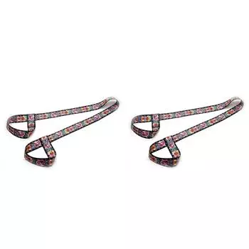2Pcs Printed Yoga Mat Strap Adjustable Shoulder Exercise Stretch Belt (Pink)