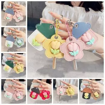 2Pcs PU Leather Entrance Guard Card Keychain Sweet Card Cover Keyring Key Decoration 2Pcs Style C