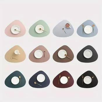 2pcs PU Placemats for Table Waterproof Non-Slip Coaster Leather Place Kitchen Accessories Christmas Pad Cup Wine Mat