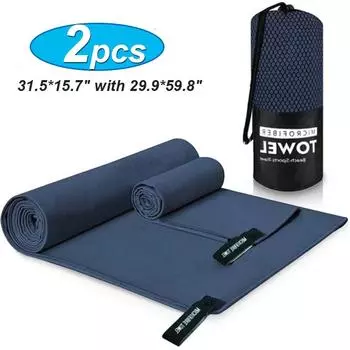 2Pcs Quick-Dry Sports Towel 59.8inch 15.7inch Microfiber Running Yoga Gym Fitness Basketball Outdoor Camping Hiking Beach Towels 59.8in and 15.7in серый