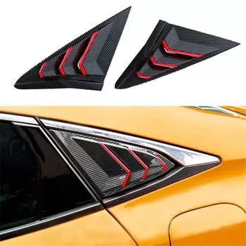 2Pcs Rear Side Vent Window Louver Cover Trim For Honda Civic Hatchback 2016-2021