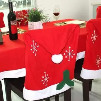 2Pcs Red Santa Chair Hat Cover Table Cloth Xmas Christmas Party Dinner Decor