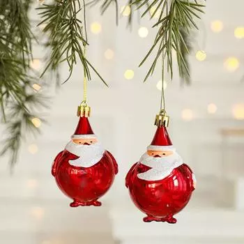 2PCS Red&white Christmas Hanging Decoration Plastic Santa Clause Christmas Tree Ornament Festival Party Supplies Xmas Baubles