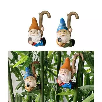 2 шт. Фигурка гнома из смолы, многоцелевое украшение, статуя из смолы, украшение для внутреннего, наружного, садового, дворового украшения, подарок светло-серый