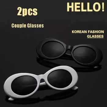 2 шт., маленькие овальные модные солнцезащитные очки в стиле ретро, женские, европейские и американские овальные очки в овальной оправе, мужские, хип-поп, очки