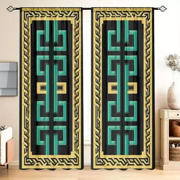 2pcs Retro Text Pattern Printed Curtain for Home Decor - Rod Pocket Window Treatment for Bedroom, Office, Kitchen, Living Room 52.5cmX116cm X 2pcs