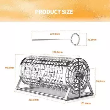 2PCS Rolling Grill Basket, 304 Stainless Steel, Nesting Grilling Net, BBQ Accessories Tools for Vegetables Shrimp, Outdoor Cooking Gift for Men 22X10.3X9.4
