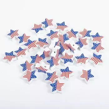 2 шт. Круглые бусины День независимости бусины Американский флаг ювелирные изделия индивидуальные деревянные бусины аксессуары красочный принт DIY ремесла Independence Day Hat 16mm