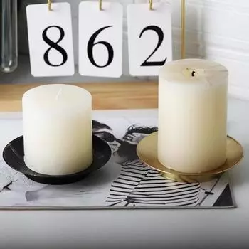 2 шт. круглый металлический подсвечник для гостиной, спальни, офиса, чайный ароматический столб, восковая свеча, столешница, железный поднос, подставка для тарелки золотистый/чёрный