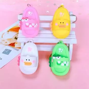 2pcs Rubber Mini Sandal Keyring Creative Slipper Sandal Keyring Slipper Keychain Girls white-duck