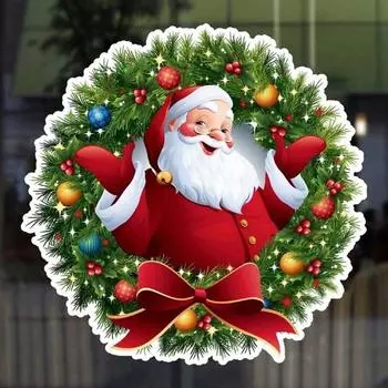 2pcs Santa Claus Merry Christmas Wall Sticker Christmas Festival Decoration Room Home Window Glass Door New Year Stickers
