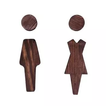 2pcs/se Self-adhesive WC Door Sign Plate Solid Wood Men s And Women s Toilet Sign Hot Spring Style 5