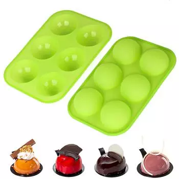 2pcs Semi-spherical Silicone Mold Diy Non-stick Cake Mold Food Grade Silicone Cake Mold Biscuit Baking Mold For Chocolate Cake зелёный