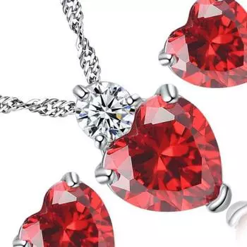 2pcs (Серьги и ожерелья) Изысканные серьги с кубическим цирконием, ожерелье, ювелирные подарки фиолетовый