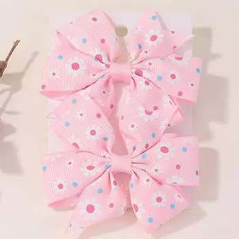 2Pcs/set 3.2 Grosgrain Hair Bows Clips Ribbon Rainbow for Girls Boutique Hairpins Random Bowknot Handmade Hair Accessories