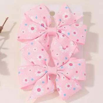 2Pcs/set 3.2 Grosgrain Ribbon Rainbow Hair Bows Clips for Girls Boutique Hairpins Random Bowknot Handmade Hair Accessories