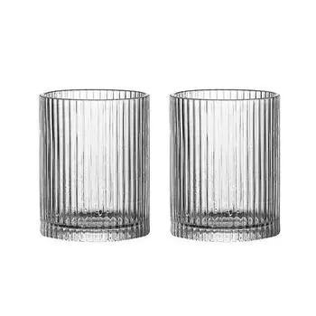 2pcs Set 8.6oz 250ml Striped Coffee Cup Simple Iced Latte Mocha Cups Transparent Iced American Coffee Mug Whiskey Glass Gifts 250ml