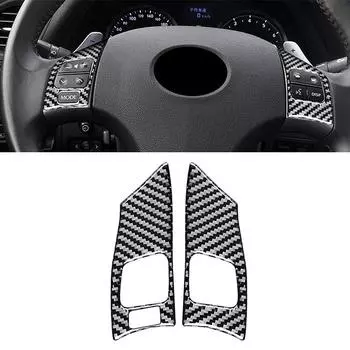 2Pcs/Set Carbon Black Steering Wheel Button Cover Frame Trim Stickers Decoration for Lexus IS250 IS300 IS350 2006-2011 2012