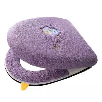 2PCS/Set Cartoon Dog Duck Closestool Seat Case Multicolor Cushion Lid Cover Four Season Universal 1-purple