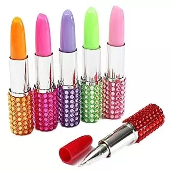 2Pcs/Set Creatie Noelty Stationery Ballpoint Pen Simulation Modeling Lipstick Pens Stationery School Office Write Ballpoint Pen синий