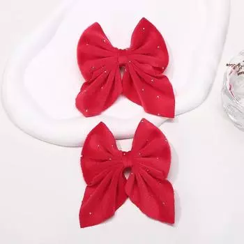 2Pcs/set Dots Velvet Bow Hair Pins Hair Clips Fashion Christmas Barrettes Ponytail Holder for Kids Girls Headwear Accessories
