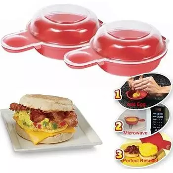 2Pcs/Set, Easy Eggwich Microwave Egg Cooker, Red And Clear, Kitchen Gadgets, Kitchen Accessories