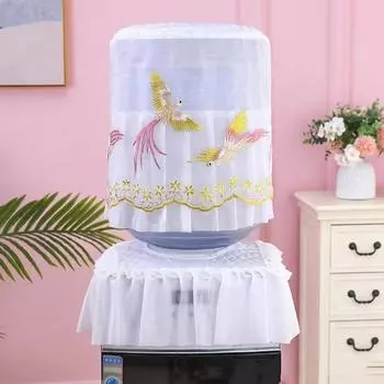 2pcs/set Fashion Lace Water Dispenser Cover Korean Style Water Dispenser Bucket Sleeve For Home blue-style B