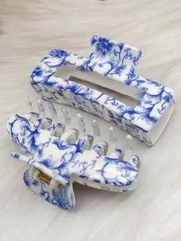 2pcs/set Fashion Porcelain Figure Hair Claws For Women Girls Party Ponytail Holder Hair Accessories