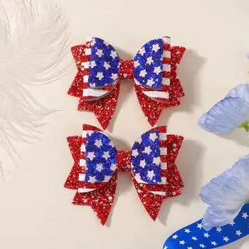 2pcs/set Glitter Hair Clips Independence Day Party for Children Kids Barrettes Hair Clip Headwear Hair Accessories